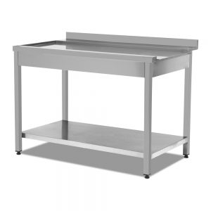 Bulaşık Giriş Tezgahı Tek Evyeli Taban Raflı (Sol)